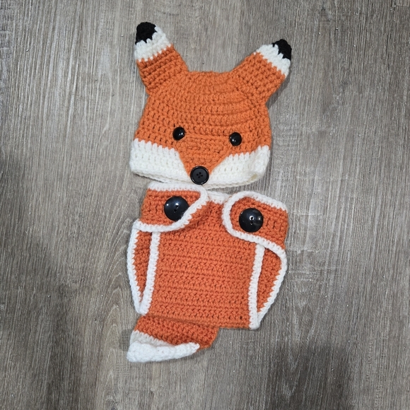 Crochet Fox Newborn Photos Outfit - Picture 1 of 2